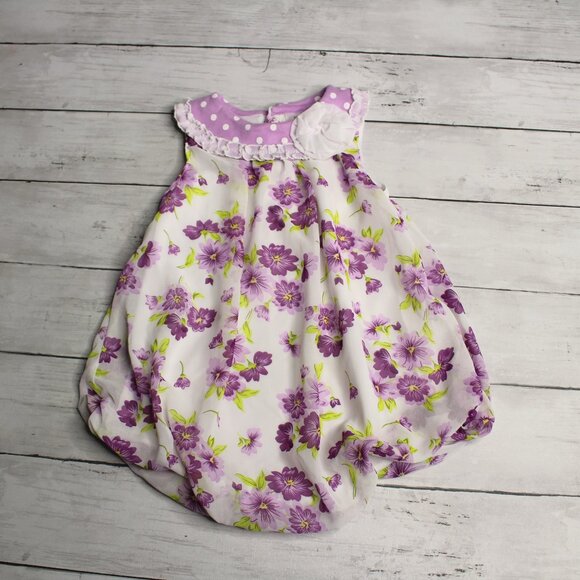 Baby Essentials Girl's Summer Bubble Romper Size 12 Months Floral - Picture 1 of 5